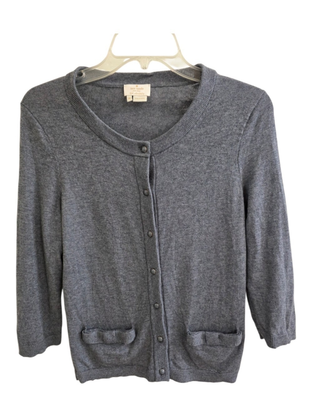 Kate Spade Short Gray Wool Cashmere Blend Cardigan Size Medium